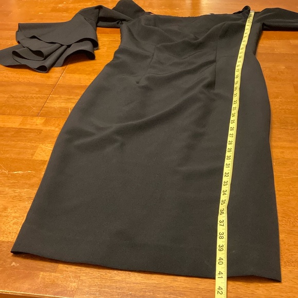 Milly Womens Size 10 Italian Cady Selena Slit Dress Black Midi Bell Sleeve NWT - Picture 15 of 16